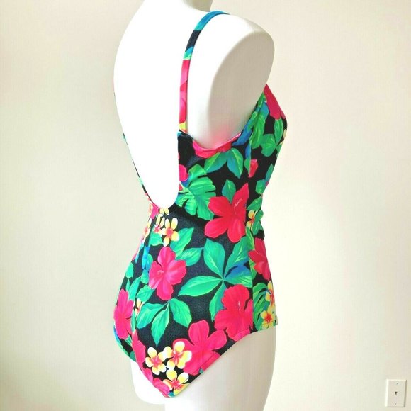 Tropical Floral Swimsuit Sirena Concepts Size 14 Bodysuit Hawaii Beach Vtg Y2K - Picture 4 of 12